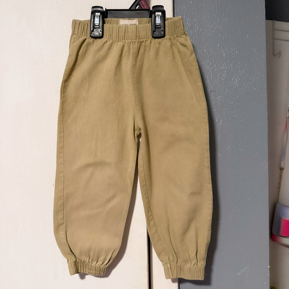 Kids Elastic Waist Tan Jogger Pants